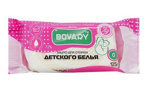 Мыло хозяйственное твёрдое (бел.) Bovary 72% для стирки детского белья 125г 078193 фото товара