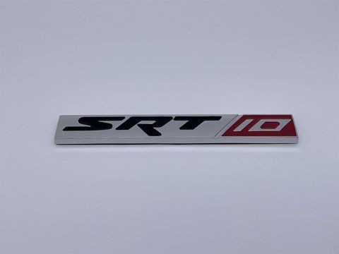 Эмблема надпись шильдик SRT 10 крышки багажника, крыльев, двери Dodge Jeep Chrysler 147*20мм (Хром+красный) do027 фото товара