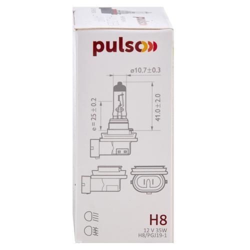 Лампа PULSO/галогенна H8/PGJ19-1 12v35w clear/c/box (LP-81350) LP-81350 фото товару