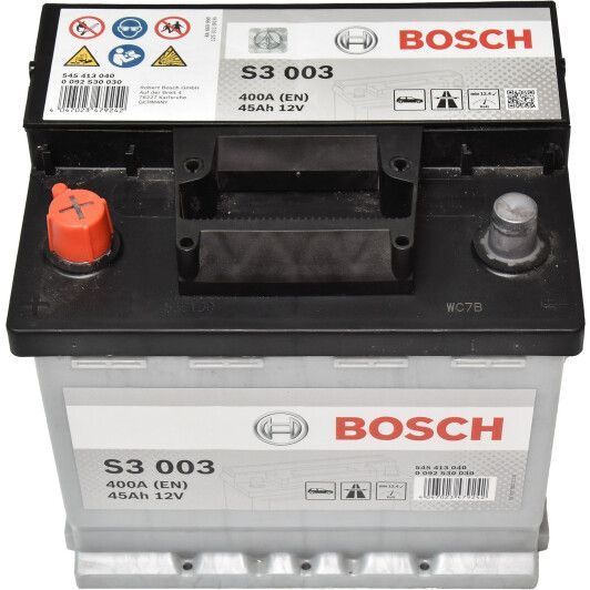 Акумулятор Bosch 45Ah-12v BOSCH (S3003) (207x175x190),L,EN400 0092S30030 фото товару
