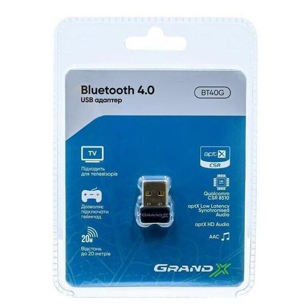 Bluetooth-адаптер Grand-X V4.0/4.1Master&Slave Low Energy LTE aptX (BT40G) BT40G фото
