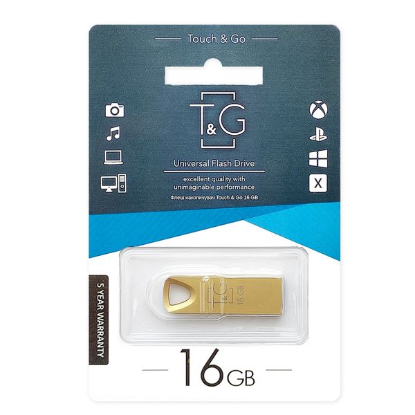 Флеш-накопичувач USB 16GB T&G 117 Metal Series Gold (TG117GD-16G) TG117GD-16G фото
