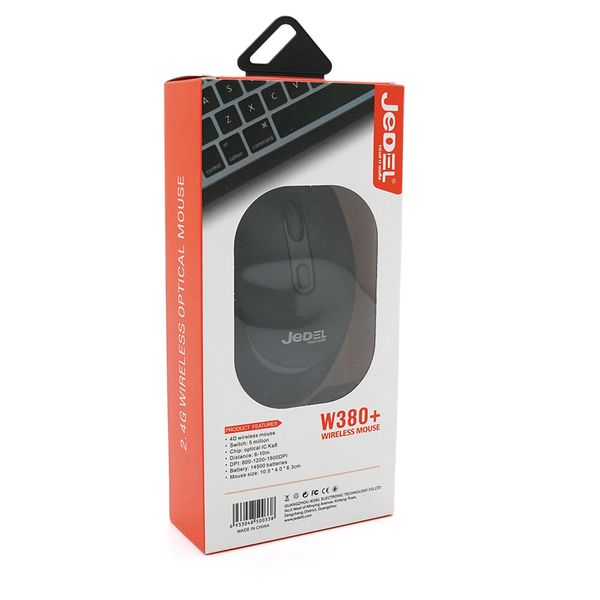 Миша бездротова JEDEL W380+, 1000DPI, Black, 2.4GHZ, акумулятор, Box JEDEL W380+ фото