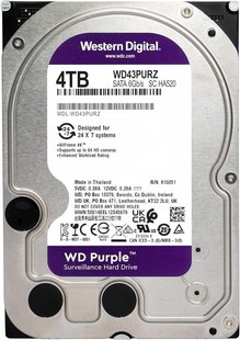 Накопичувач HDD SATA 4.0TB WD Purple 5400rpm 256MB (WD43PURZ) WD43PURZ фото