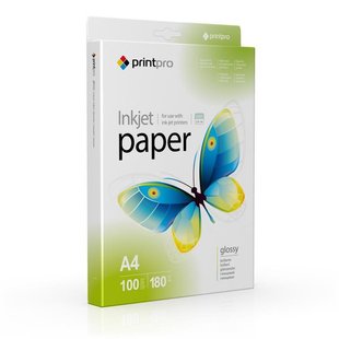 Фотопапір PrintPro глянцевий 180г/м2 A4 100арк (PGE180100A4) PGE180100A4 фото