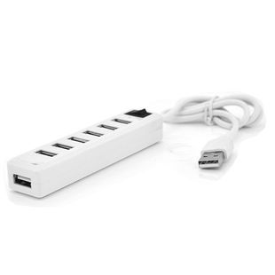 Хаб USB 2.0 7 портів, White, 480Mbts живлення від USB, з вимикачем, Blister Q100 YT-H7S-W фото