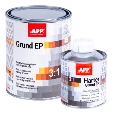 APP Грунт эпоксидный двухкомпонентный грунт + отвердитель Grund EP 3:1, серый 1l+0.2l (021201 + 0212 021201 + 021202 фото