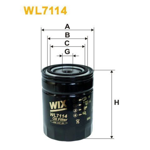 Фільтр оливи Alfa Romeo; M.A.N.; Renault (RVI); Steyr; Volvo; Bobcat; Case; Caterpilla Wix Filters (WL7114) WL7114 фото товару