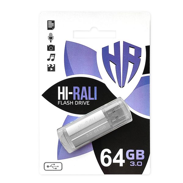 Флеш-накопичувач USB3.0 64GB Hi-Rali Corsair Series Silver (HI-64GB3CORSL) HI-64GB3CORSL фото