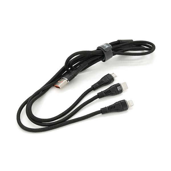 Кабель KSC-296 TUOYUAN charging data cable 3 in 1 Micro / Iphone / Type-C, довжина 1м, Black, BOX KSC-296 фото