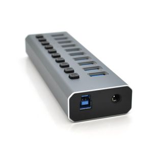 Хаб USB 3.0, 6 портів USB 3.0 + 4 порти QC3.0, з перемикачами на кожен порт, DC12V4A, Black, BOX YT-3H6+4 фото