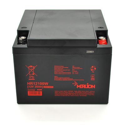 Аккумуляторна батарея MERLION HR12100W, 12V 28Ah Black ( 166 х 175 х 125 (125) ) HR12100W фото