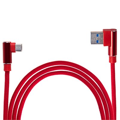 Кабель USB - Micro USB (Red) 90° ((400) R 90°) (400) R 90° фото