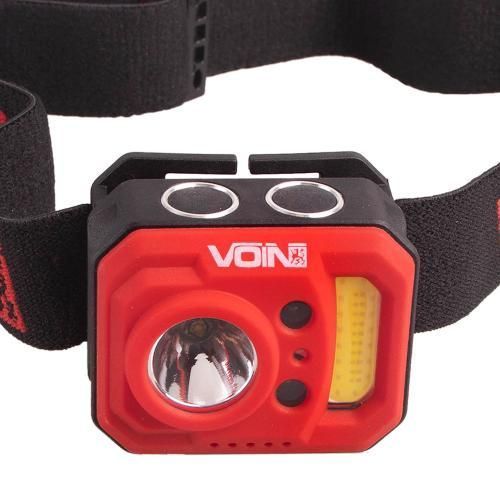 Фонарь налобный VOIN VL-167, 3W-COB (W/R)+3W XPE/АКБ800mAh/регул. наклона/сенсор (VL-167) VL-167 фото товара