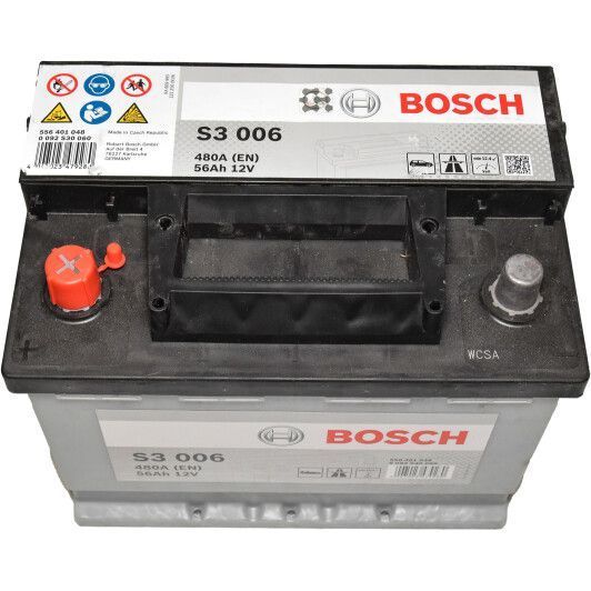 Аккумулятор Bosch 56Ah 480A S3006 242x175x190 L B13 0092S30060 фото товара