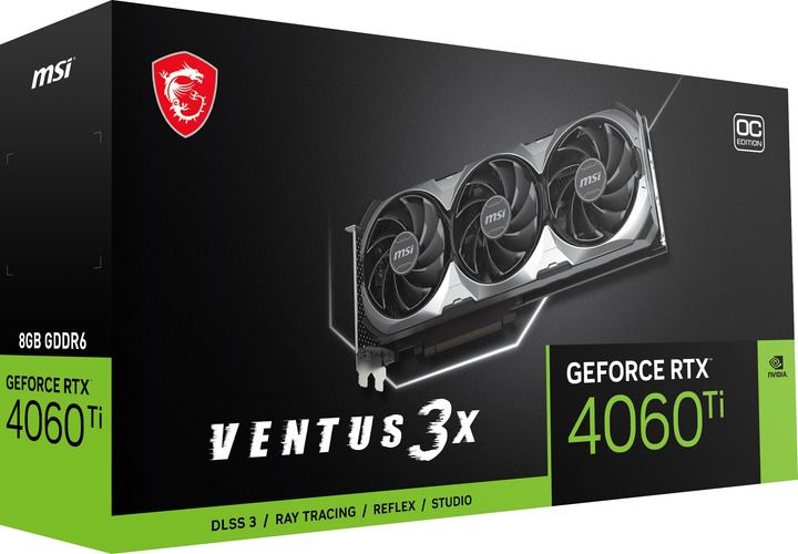 Відеокарта GF RTX 4060 Ti 8GB GDDR6 Ventus 3X E OC MSI (GeForce RTX 4060 TI VENTUS 3X E 8G OC) GeForce RTX 4060 TI VENTUS 3X E 8G OC фото