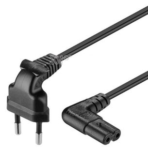 Кабель питания 0.5m, 0.5mm, PC-184/2 CEE7/16-C7 2 pin (для бытовой техники), Black, 90° OEM Q50 PC-184/2 CEE7/16-C7 CU5 фото