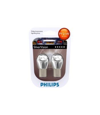 Лампа розжарювання PY21W 12V 21W BAU15s SilverVision (blister 2шт) (вир-во Philips) 12496SVB2 фото товару