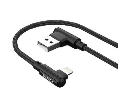 Кабель Foneng X70 90-degree Angle Gaming Cable (3A) USB - Lightning 1м Black (X70-CA-DAG-IP) X70-CA-DAG-IP фото
