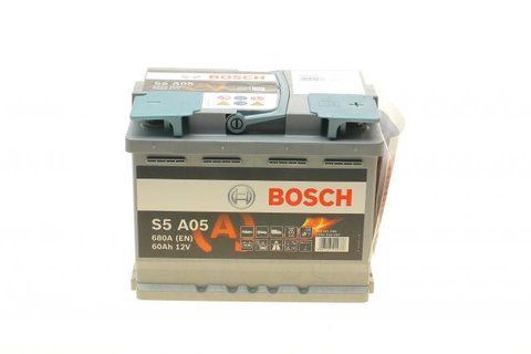 Акумулятор 60Ah-12v BOSCH AGM (S5A05) (242х175х190), R, EN680 0092S5A050 фото товару