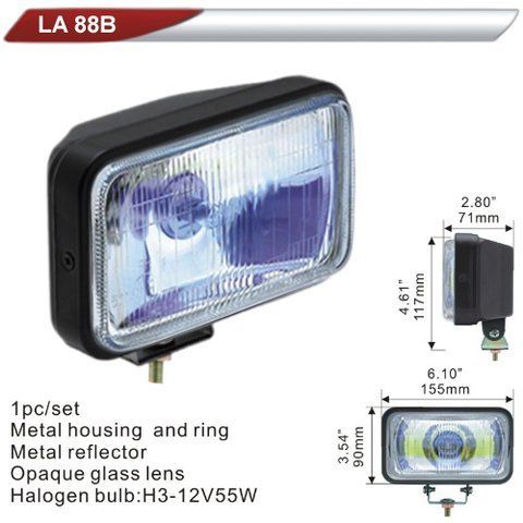 Фара додаткова DLAA 88B-RY чорні/H3-12V-55W/155*90мм (LA 88B-RY) LA 88B-RY фото товару