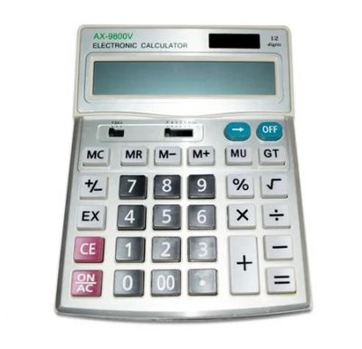 Калькулятор AX 9800V, 31 кнопка, сріблястий, розміри 200х155х50, Box AX 9800V фото