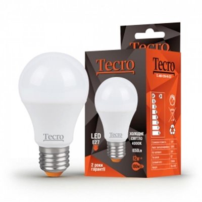 Лампа світлодіодна Tecro 12W E27 4000K (TL-A60-12W-4K-E27) TL-A60-12W-4K-E27 фото