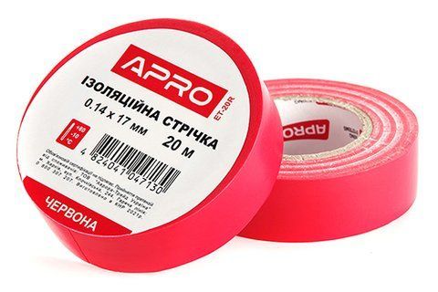 Ізоляційна стрiчка червона 0.14х17мм 20м (пачка, кратно 10шт) APRO ET-20R фото товару