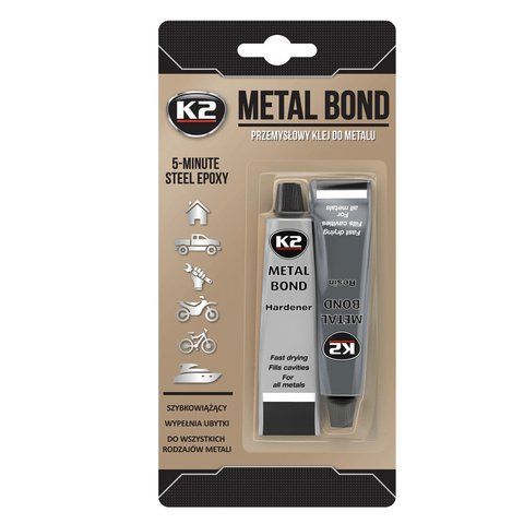 Клей для ремонту металевих виробів K2 Metal Bond прозорий 56,7 г (B116) B116 фото товару