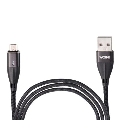 Кабель магнітний VOIN USB - Micro USB 3А, 1m, black (швидка зарядка / передача даних) (VC-6101M BK) VC-6101M BK фото
