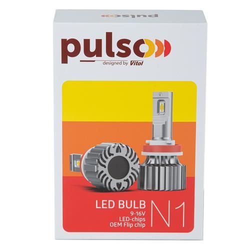 Лампи PULSO N1-H4-H/L/LED-chips OEM PHILIPS Flip chip/9-16V/2*70W/8500Lm/6500K (N1-H4) N1-H4 фото