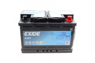 Акумулятор 72Ah-12v Exide AGM (278х175х190),R,EN760 EK720 фото