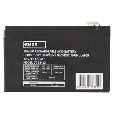 Акумуляторна батарея Emos B9656 12V 12AH (FAST.6.3 MM) AGM B9656 фото