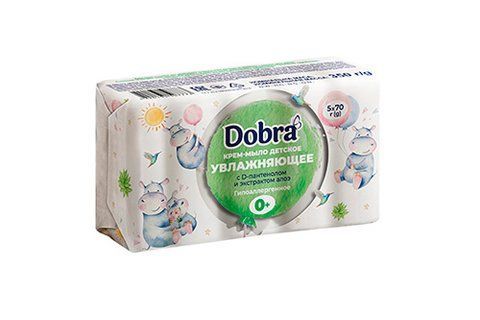 Мило туалетне тверде дитяче 5*70г екопак ТМ Dobra з D-пантенолом та екстрактом алое 081137 фото товару