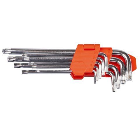 Набір ключів Lavita TORX Т10-Т50 L-подібні подовжені з отвором 9 шт. (LA 511600) LA 511600 фото товару