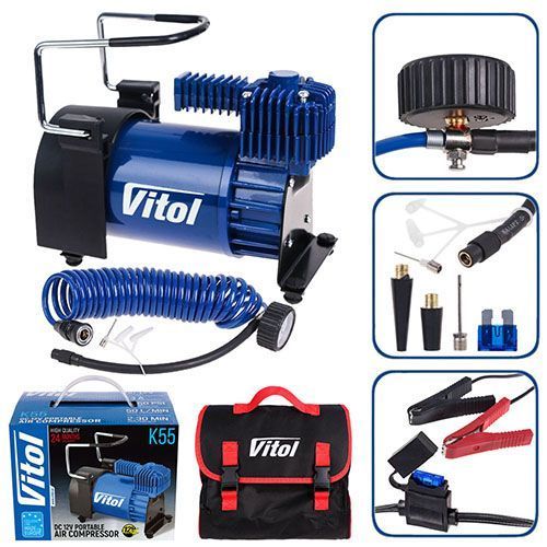 Компресор "ViTOL" K-55 150psi/23Amp /50л/шланг 5,0м/клеми K-55 фото товару