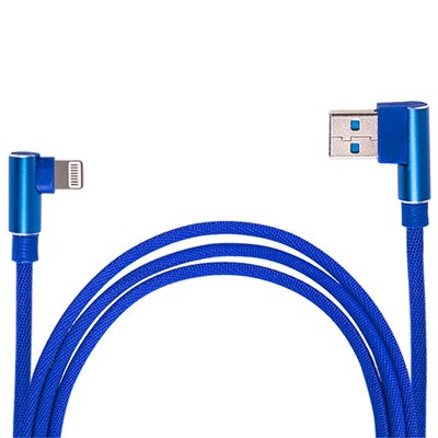 Кабель USB - Apple (Blue) 90° ((100) Bl 90°) (100) Bl 90° фото