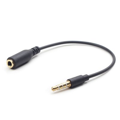 Аудіо-кабель Gembird CCA-419 3.5 мм - 3.5 мм (M/F), кросовер контактів GND і MIC, 0.18 м, чорний CCA-419 фото