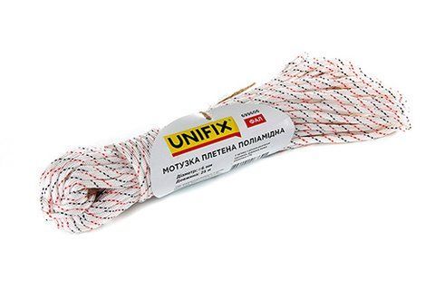 Мотузка плетена поліамідна (капронова) ФАЛ 6мм 25м UNIFIX 699606 фото товару