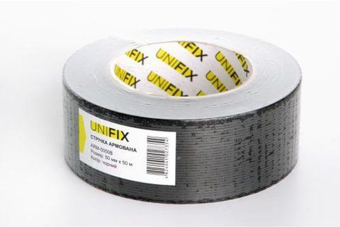 Стрічка клейка армована чорна 50мм*50м UNIFIX ARM-5050B фото товару