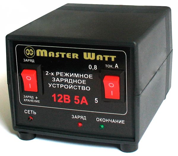Автоматичне ЗУ для акумулятора MW-AZU12-5A 12V (4.5-100Ah) (MF,WET,AGM,GEL), 180-245V, Ток заряда режим-0,8А/5А, крокодили в комплекті MW-AZU12-5A фото