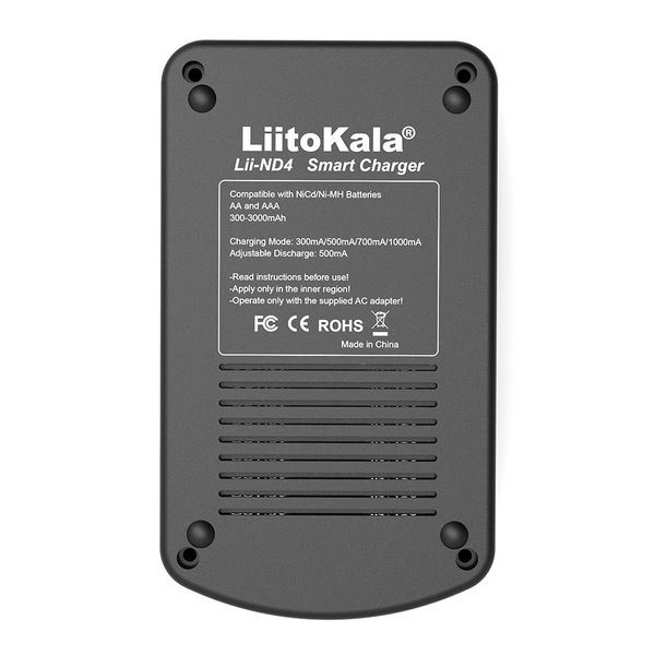 ЗП універсальний Liitokala Lii-ND4, 4 канали, LCD дисплей, підтримує Ni-MH і Ni-Cd AA (R6), ААA (R03), AAAA, С (R14) Lii-ND4 фото