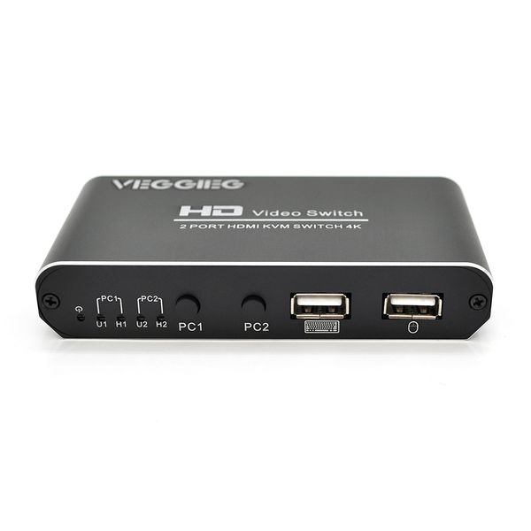Активний VEGGIEG V-H201 KVM HDMI 2 * 1 спліттер, підтримує 2Kx4K, 30Hz, Black, Box 19900 фото