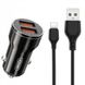 Автомобільний зарядний пристрій XO CC48 Smart Metal (2USB, 2.4A) Black (XO-CC48с-BK) + кабель USB Type-C XO-CC48с-BK фото 2
