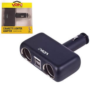 Розгалужувач (подовжувач) прикурювача VOIN 2 виходи +2USB 2400mA 12/24V SC-2004 змінний кут (SC-2004 SC-2004 фото