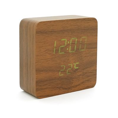 Електронний годинник VST-872S Wooden (Brown), з датчиком температури та вологості, будильник, живлення від кабелю USB, Green Light VST-872S/BG фото