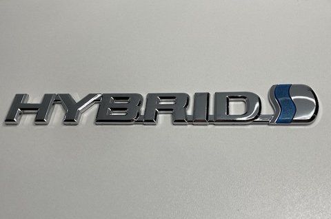 Емблема напис HYBRID на Toyota 228x30 mm (хром/синій) toy018 фото товару