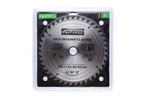 Диск пильний по дереву 230х32(30)х40Т APRO 830202 фото товару