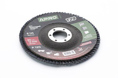 Круг лепестково-торцевой циркониевый Р120 конус 125мм (Т29) (КЛТ) APRO 830477 фото товара