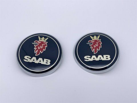 Эмблема шильдик логотип значок капота и багажника (комплект) SAAB 9-3, 9-5 (Сааб) 68мм (12769686, 12785870, sa002 фото товара